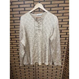 Cato Gold Lace Up Neck And Sleeve Textured Blouse SIze 18/20